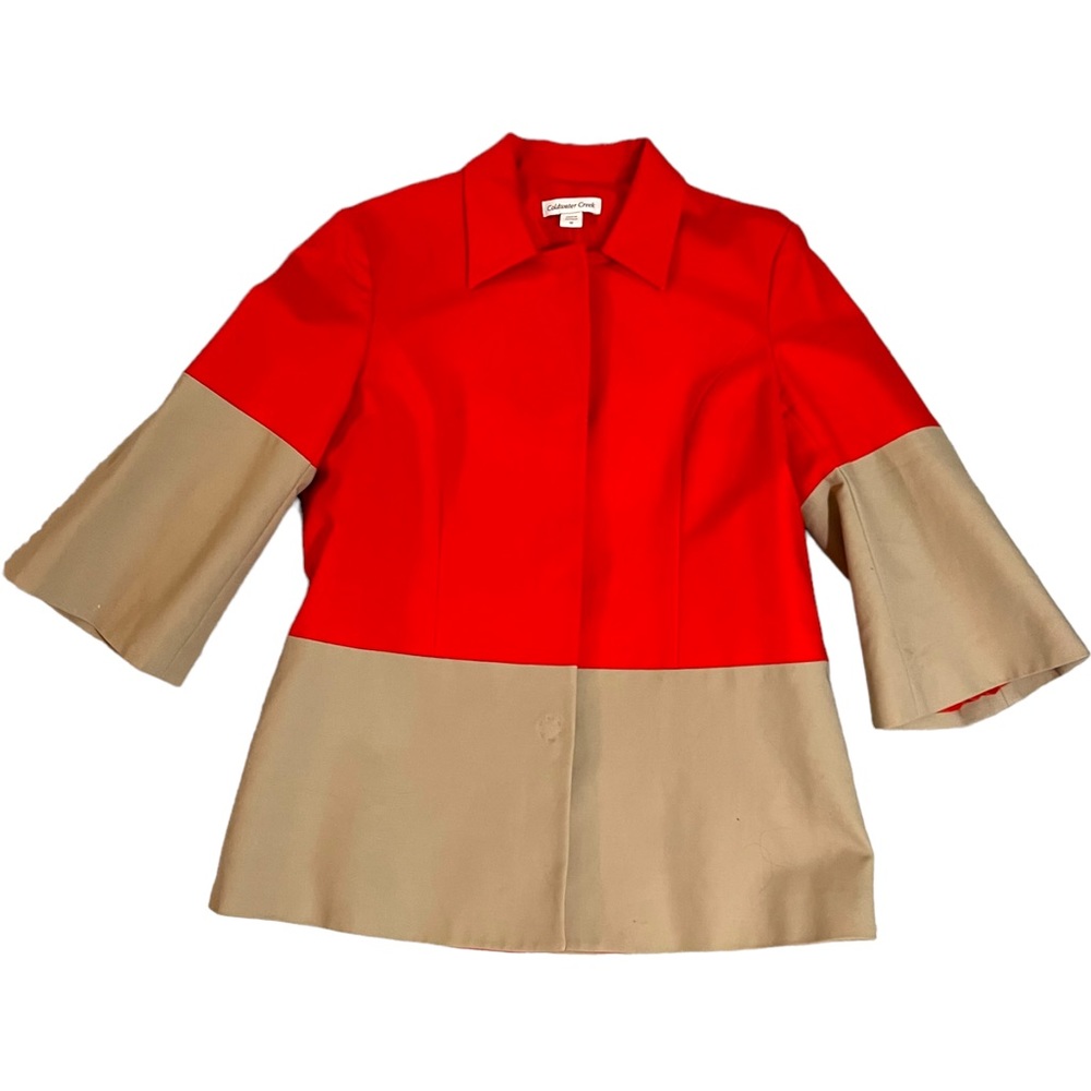 Coldwater Creek Color Block Swing Jacket with 3/4 Slight Bell Sleeve, Sz 10